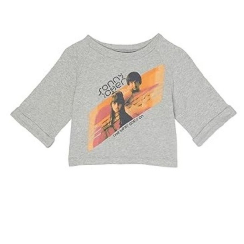 Truce Nordstroms Sonny & Cher Graphic Boxy Sweatshirt Top Grey Kids Girls Medium